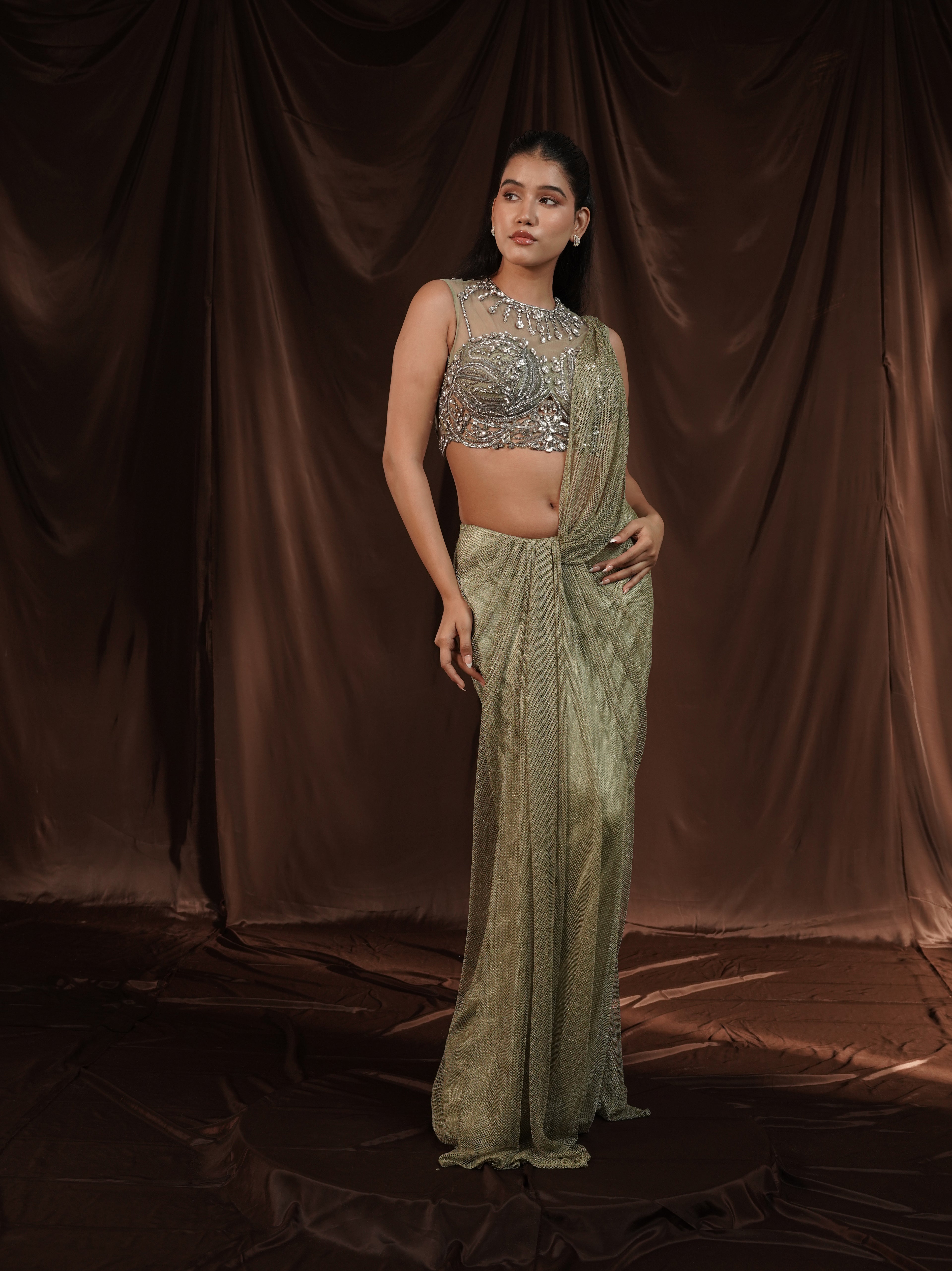 Mintgreen Drape Saree