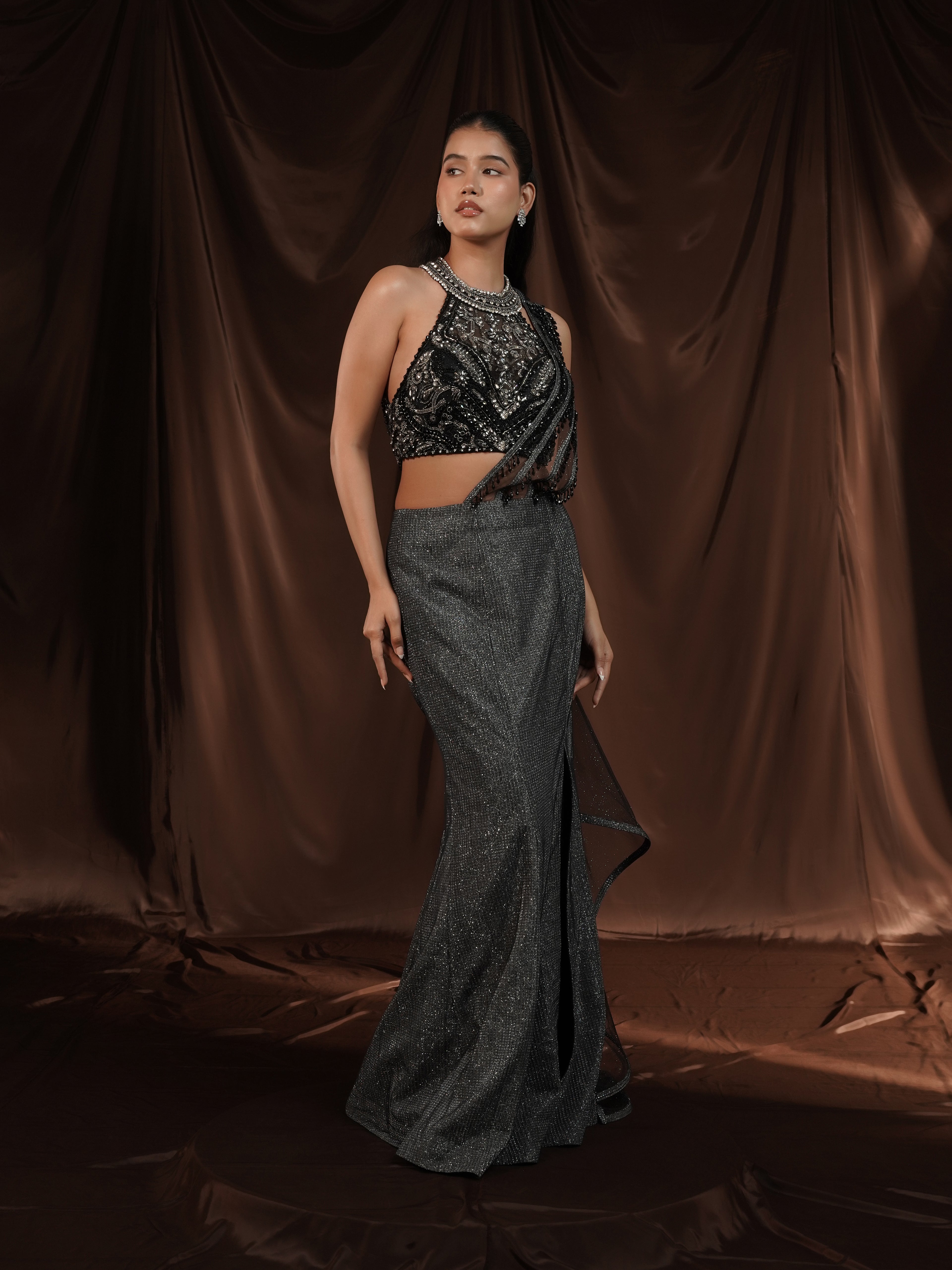 Greyish Cocktail Saree