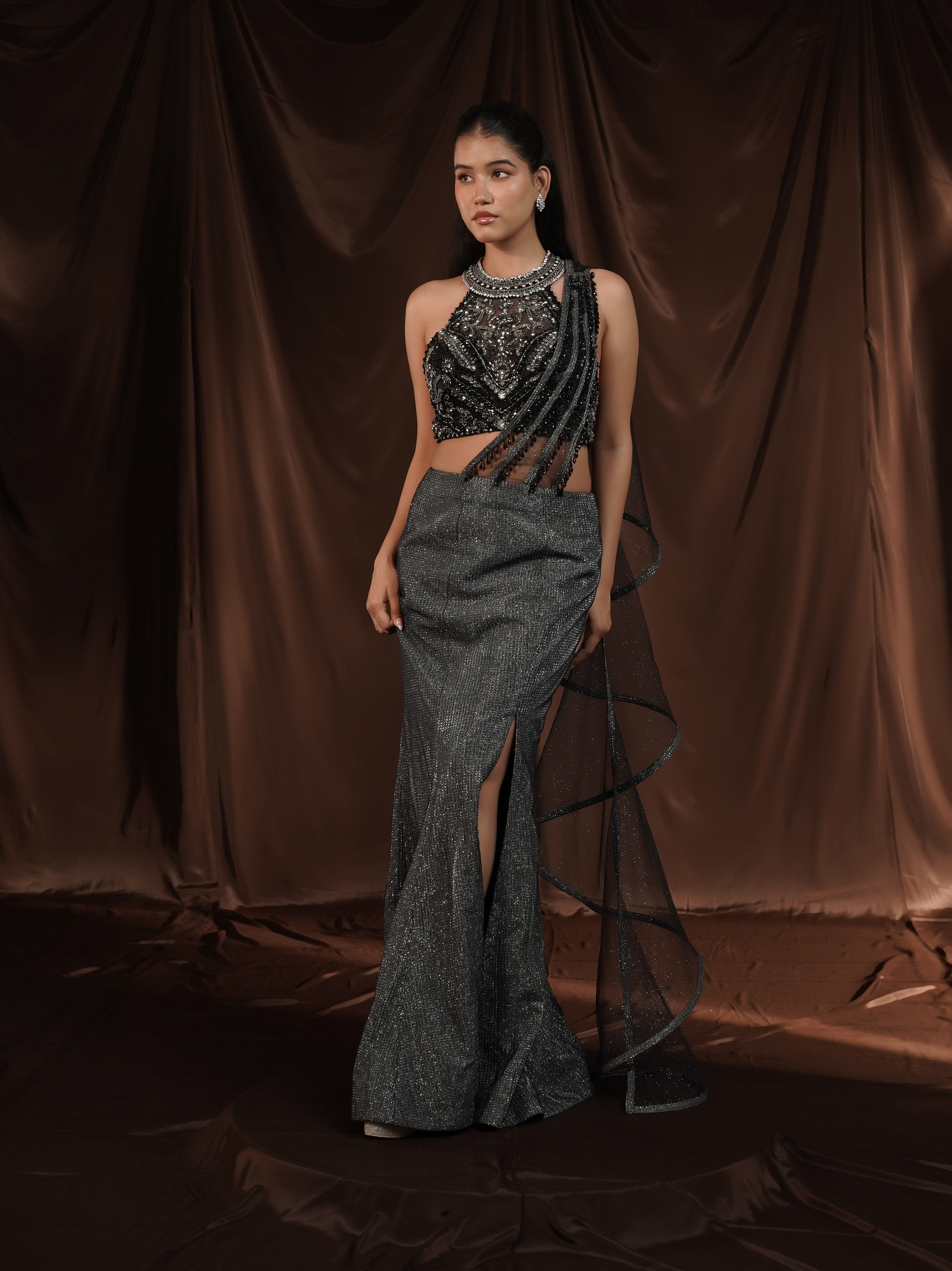 Greyish Cocktail Saree