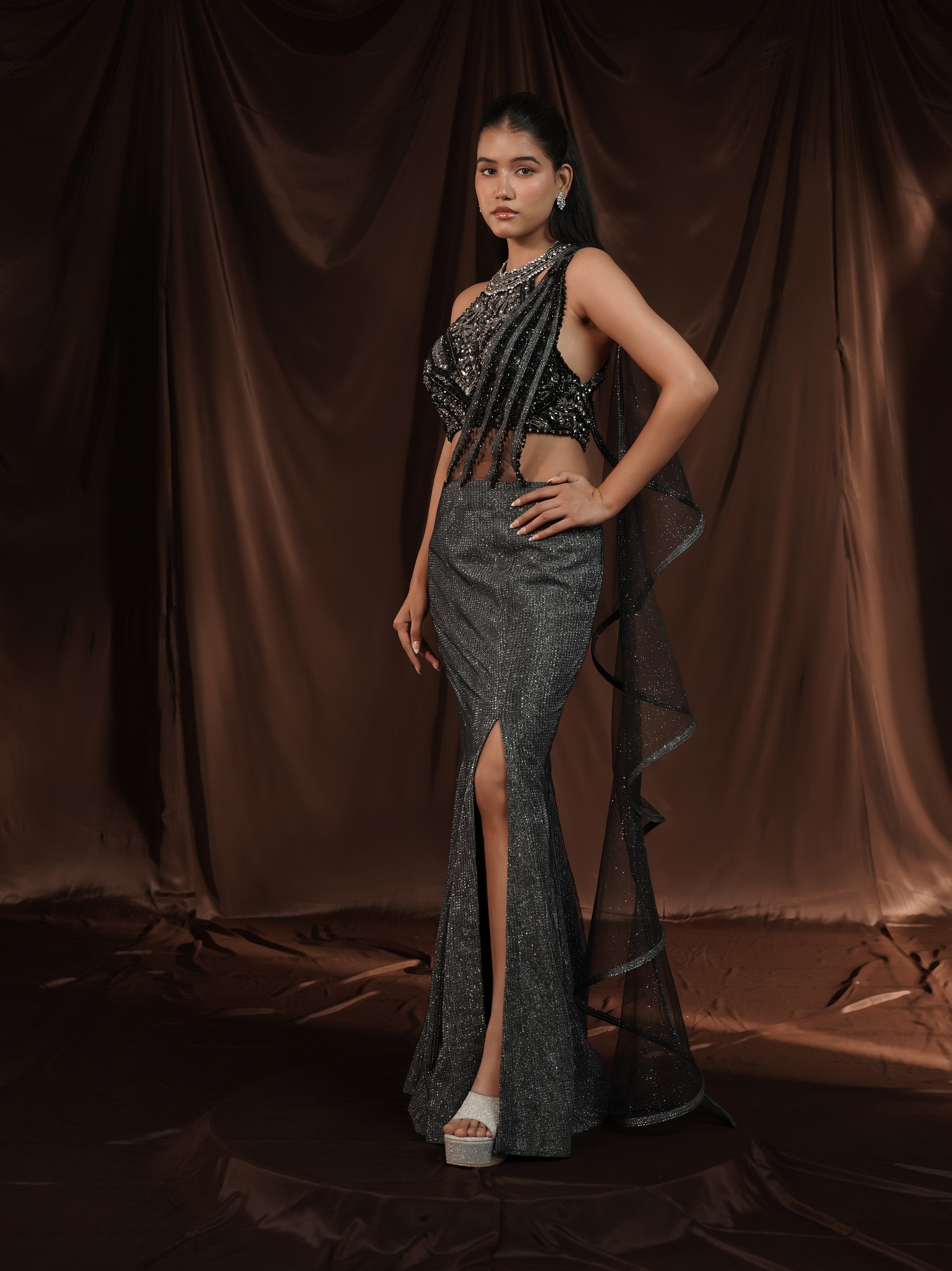 Greyish Cocktail Saree
