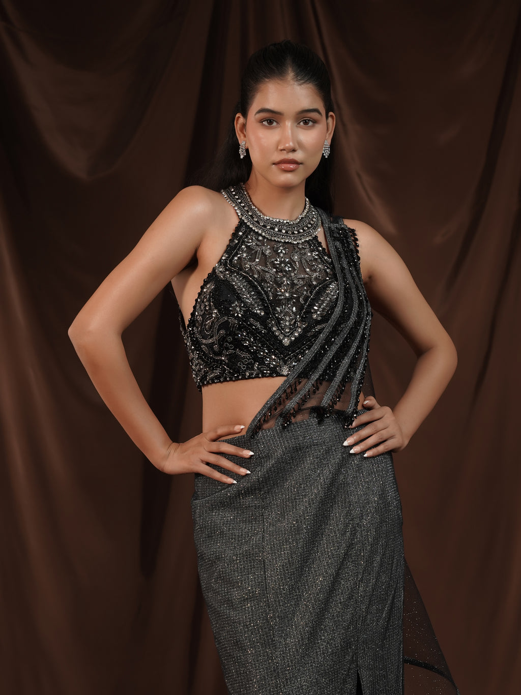 Greyish Cocktail Saree