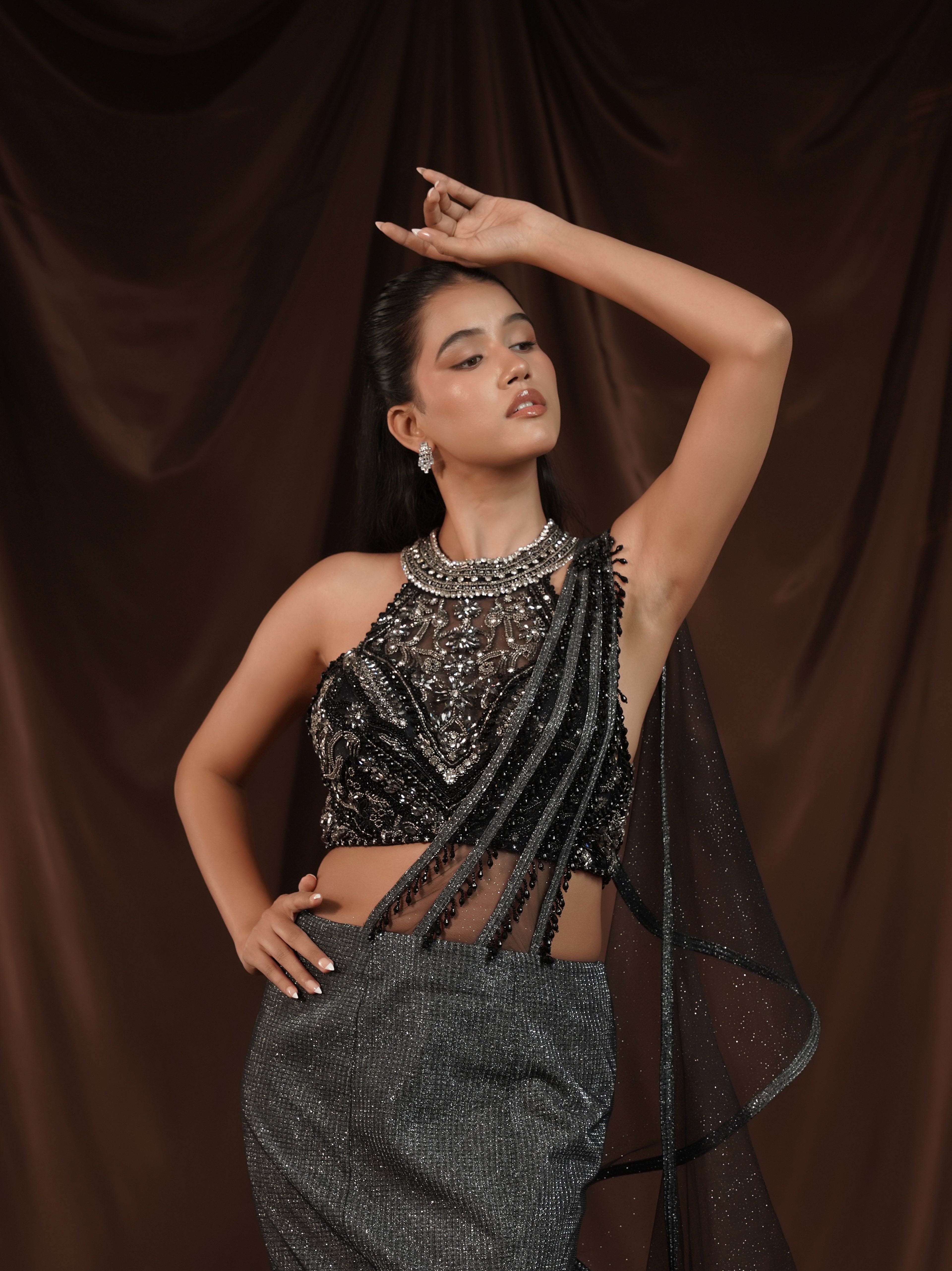 Greyish Cocktail Saree