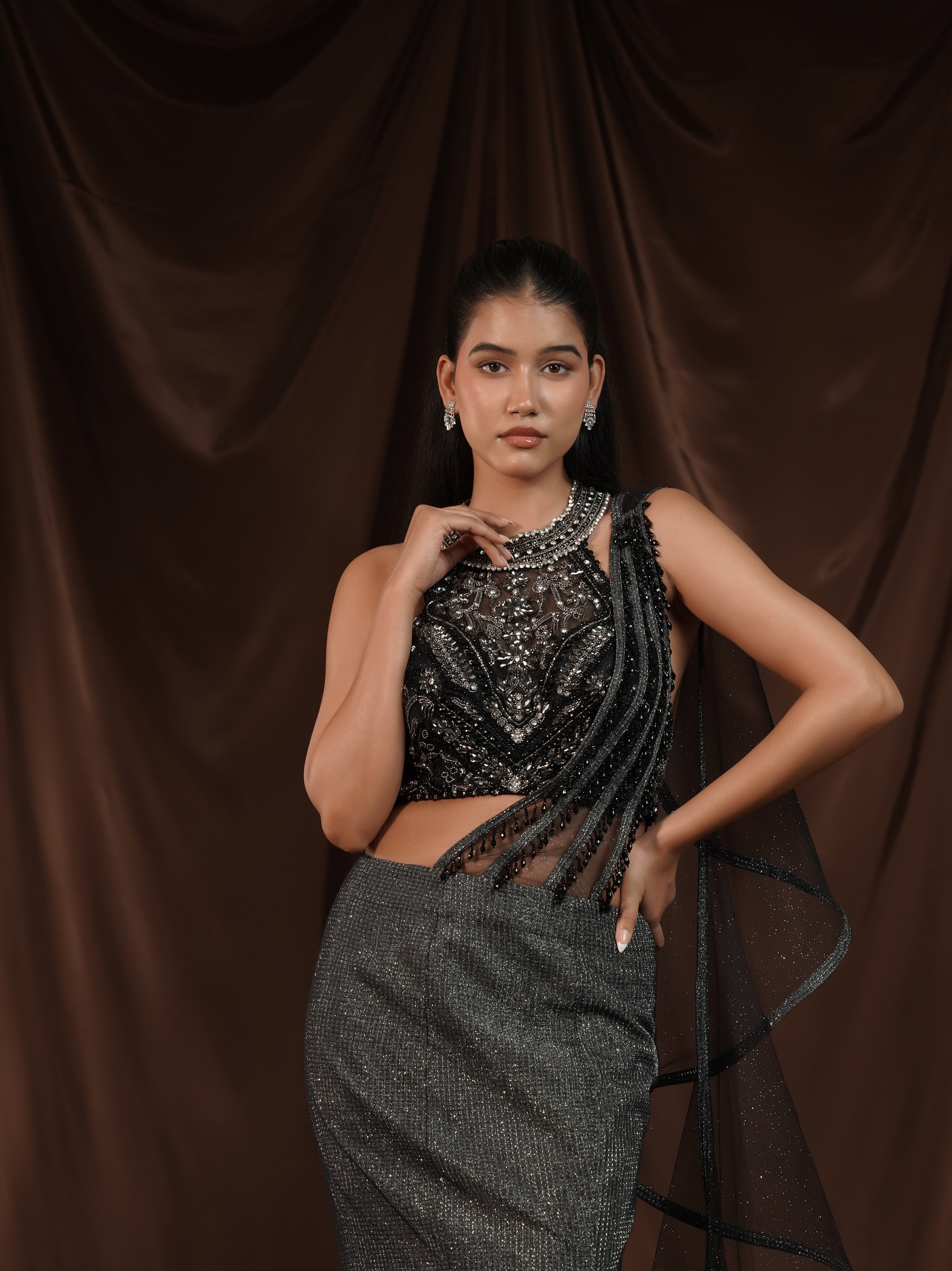 Greyish Cocktail Saree