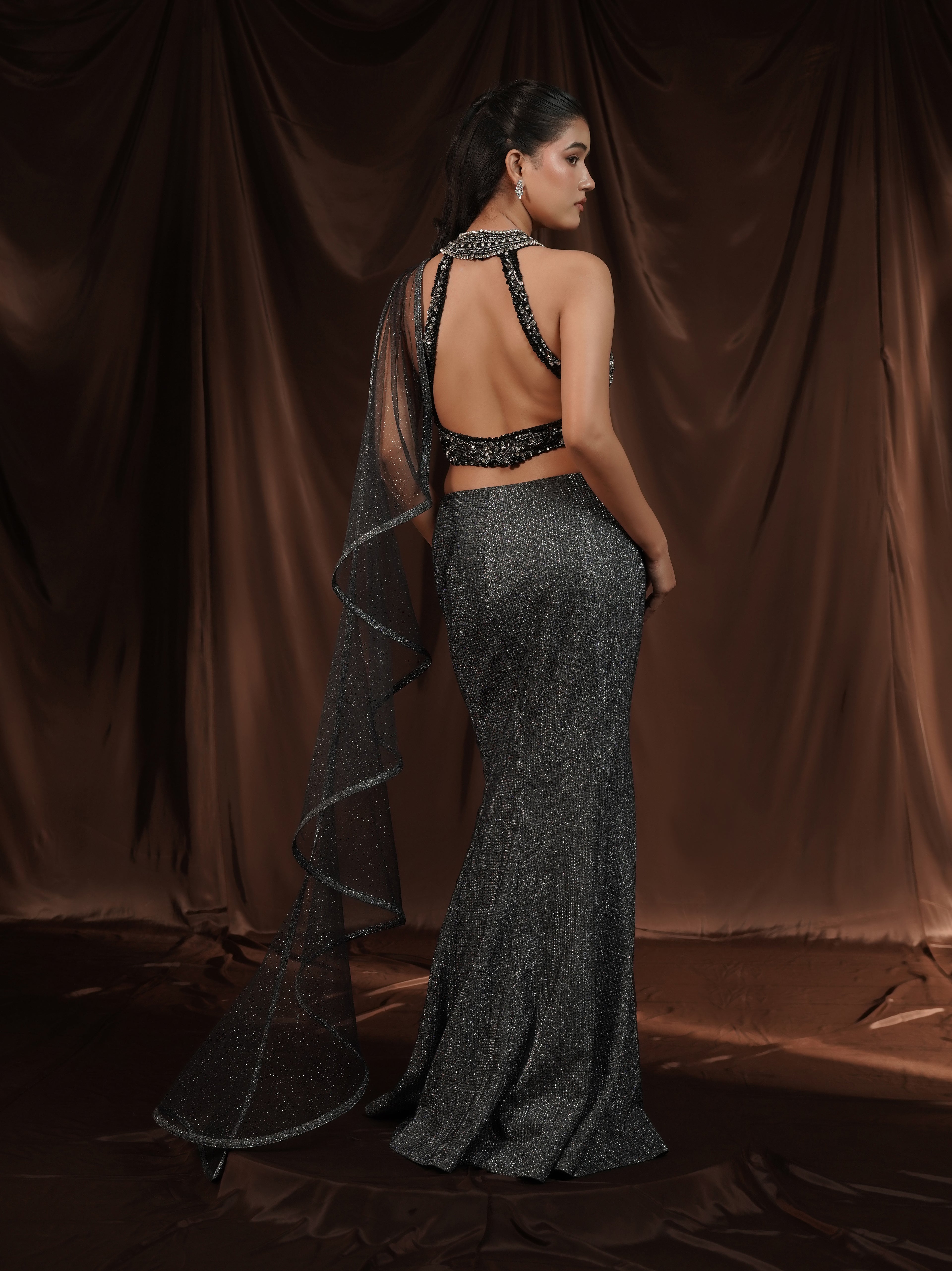 Greyish Cocktail Saree