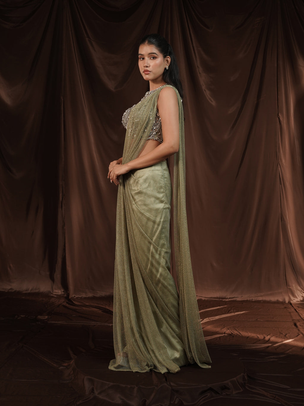 Mintgreen Drape Saree