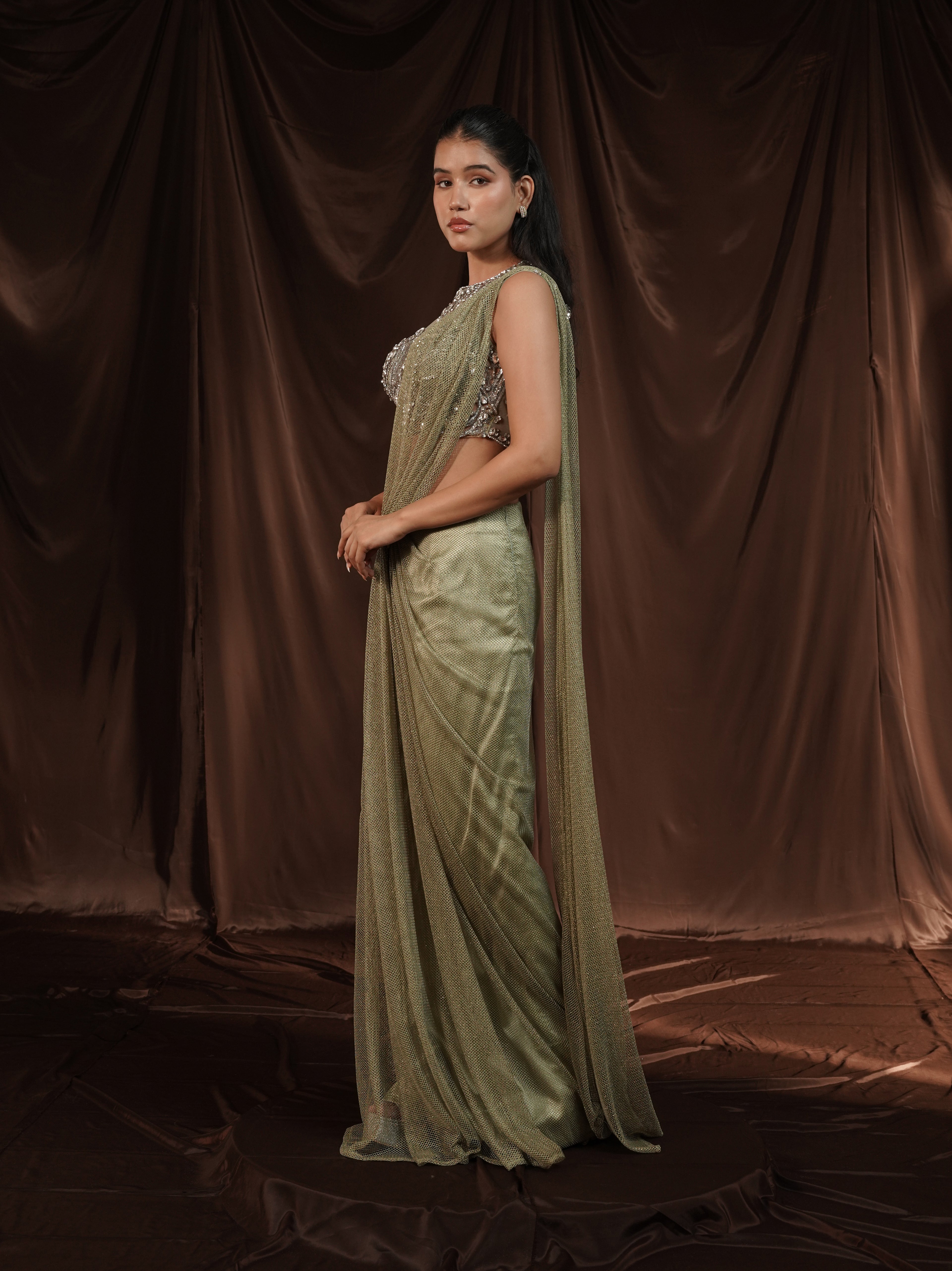 Mintgreen Drape Saree