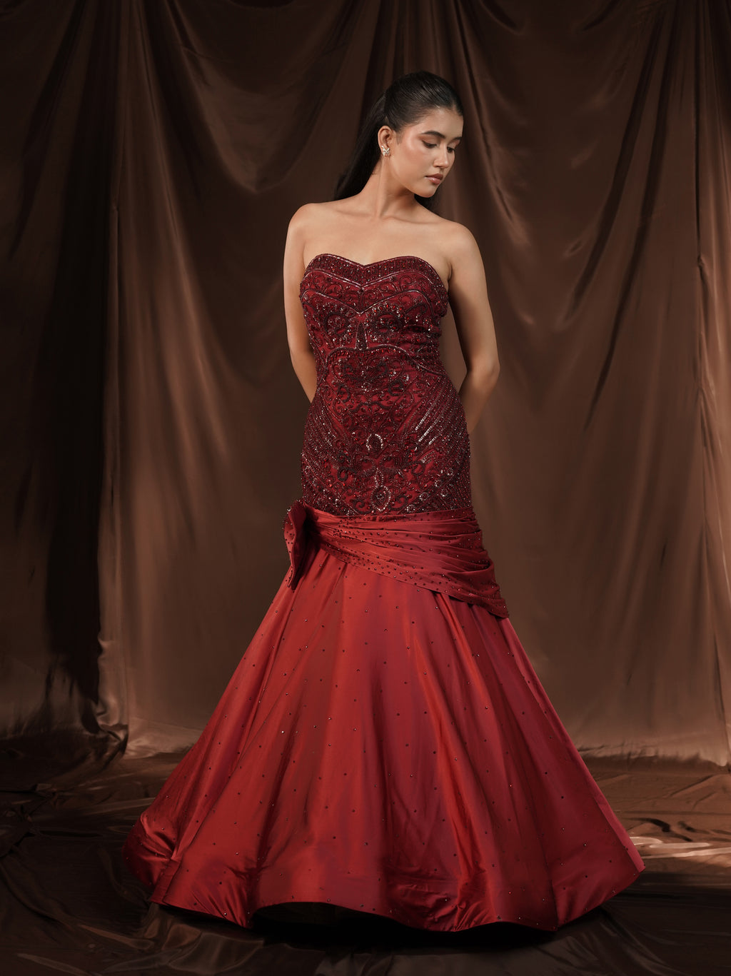 Red-Wine Mermaid Gown