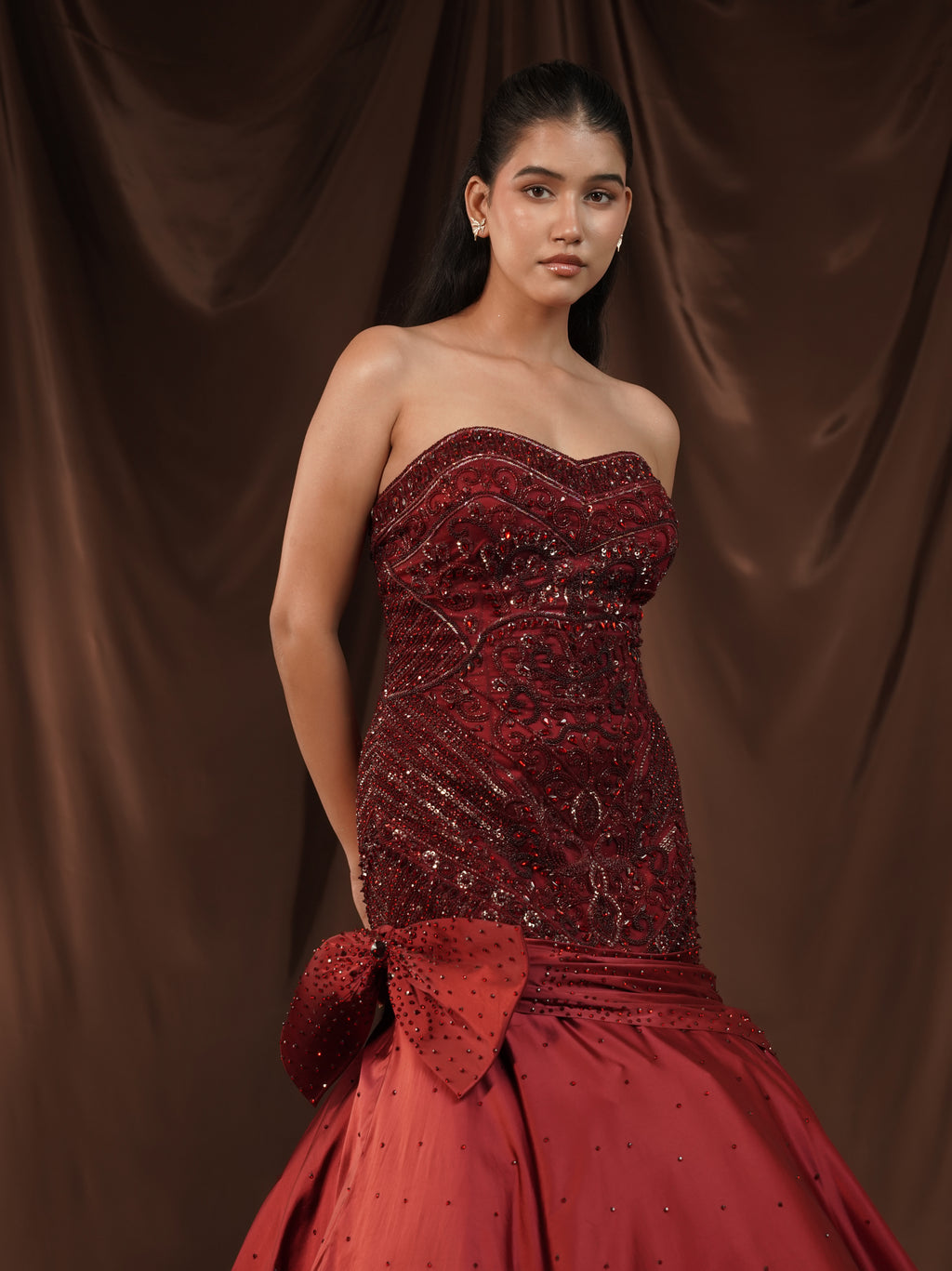 Red-Wine Mermaid Gown