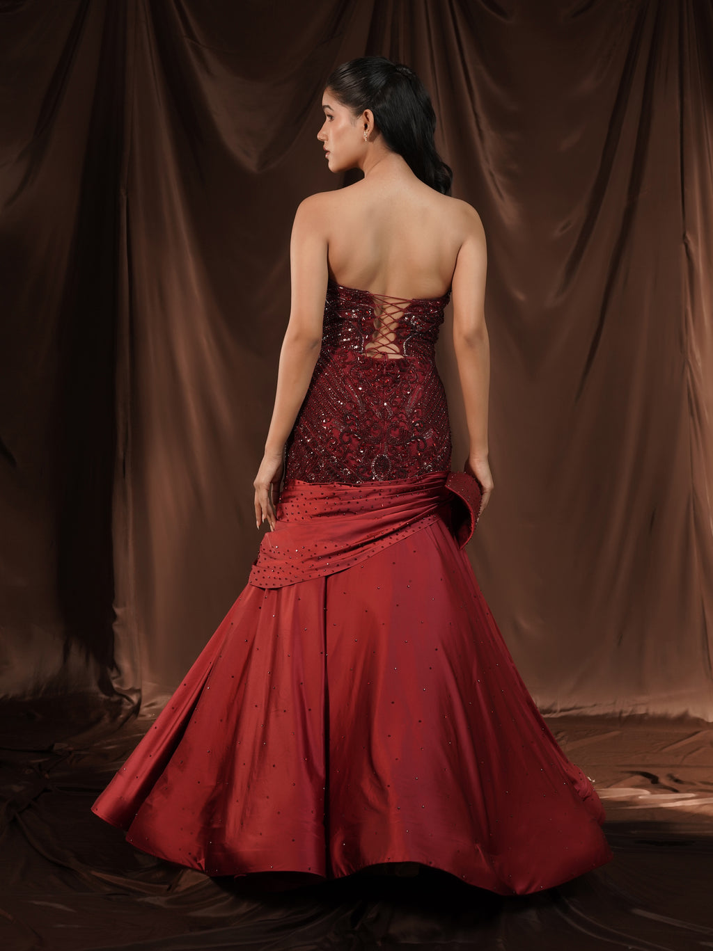 Red-Wine Mermaid Gown