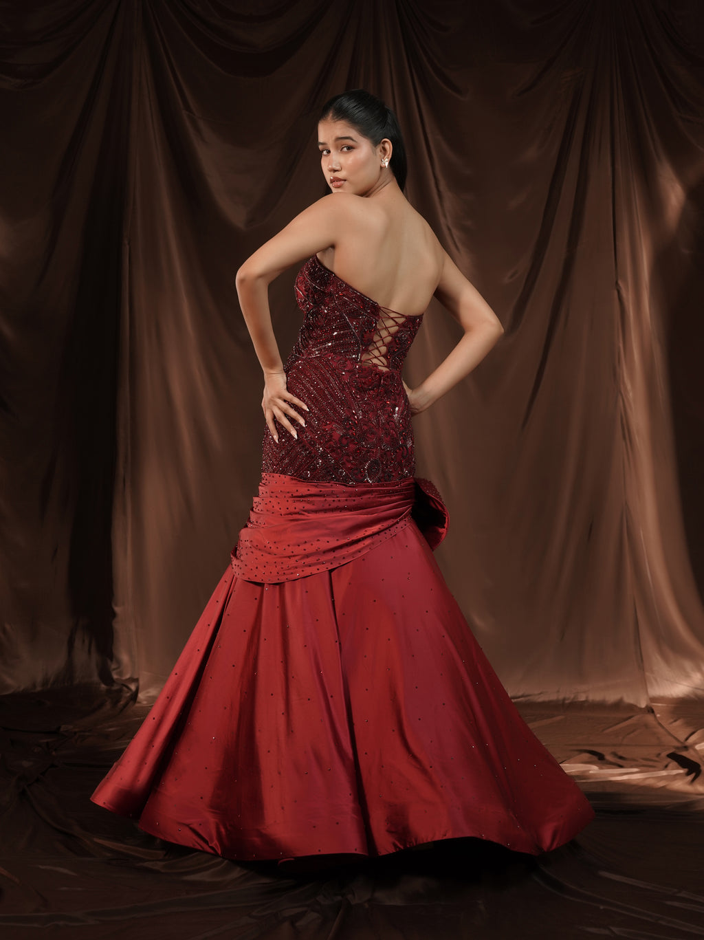 Red-Wine Mermaid Gown