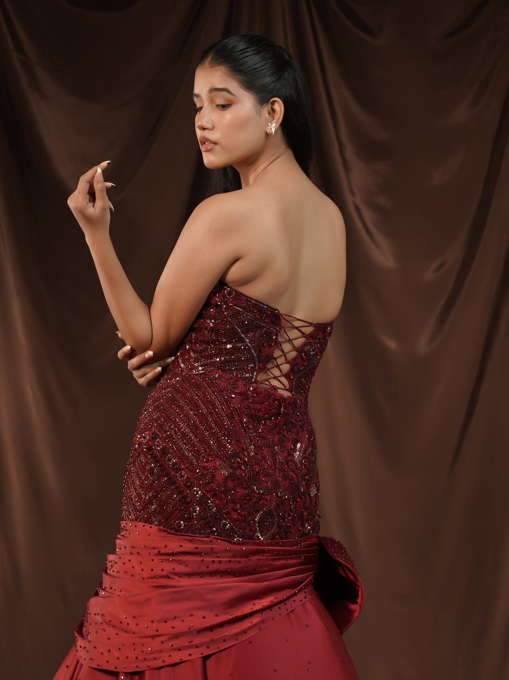 Red-Wine Mermaid Gown