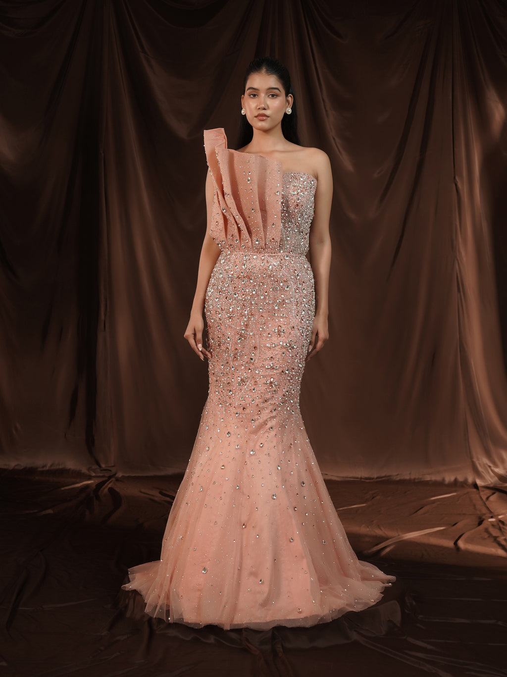 Statement Peach Crystal Gown