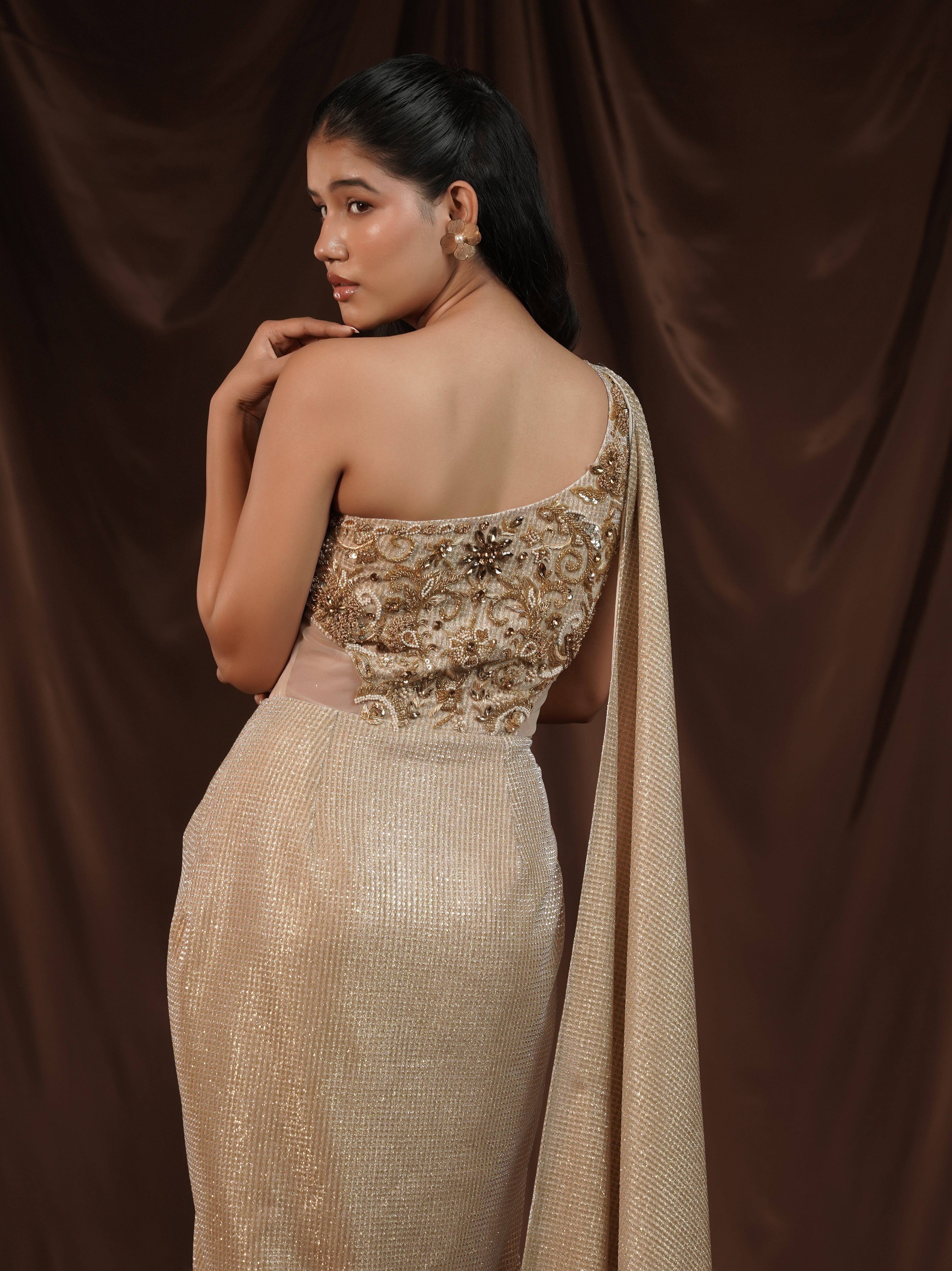 Gold Gown Saree