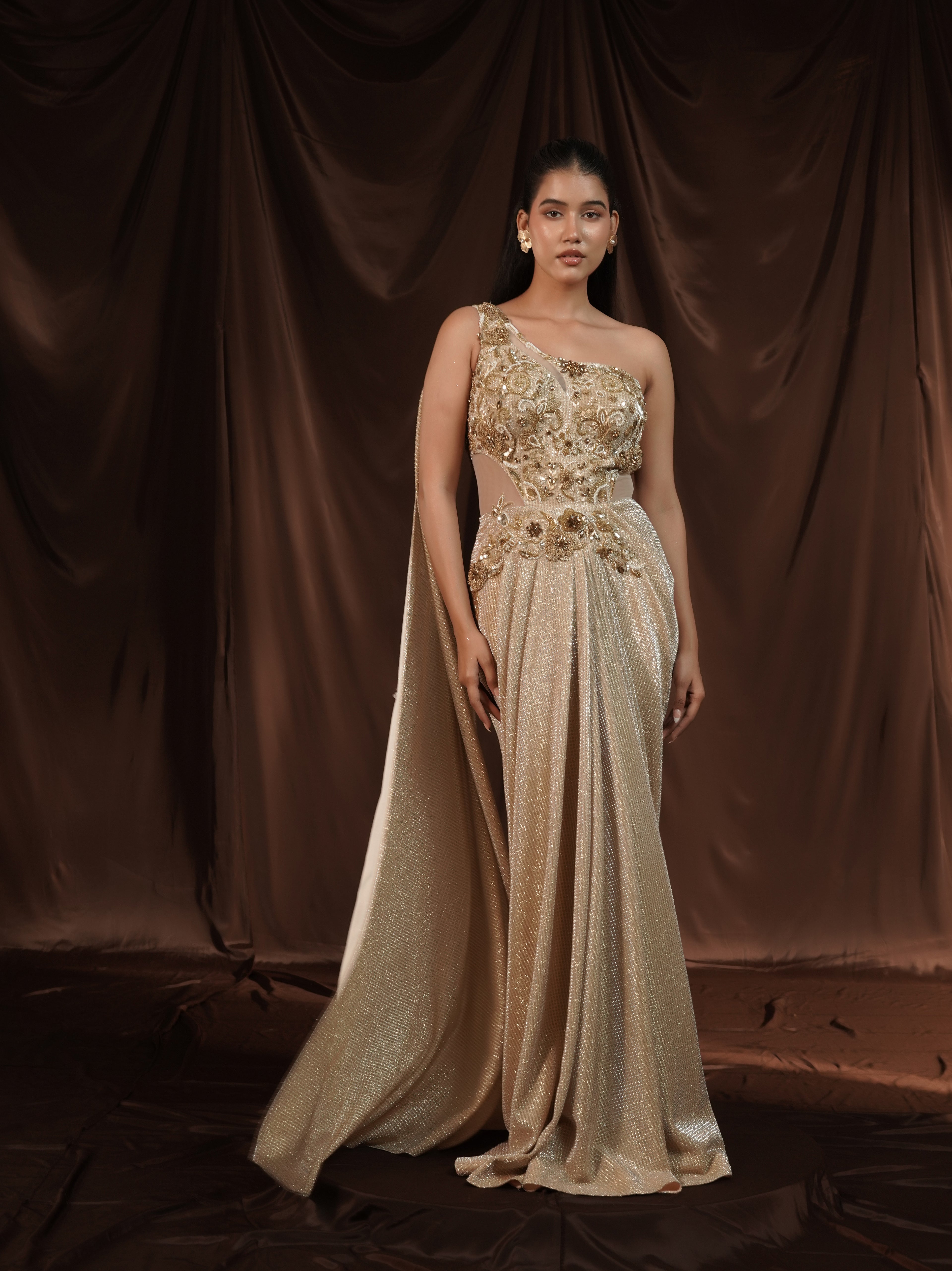 Gold Gown Saree
