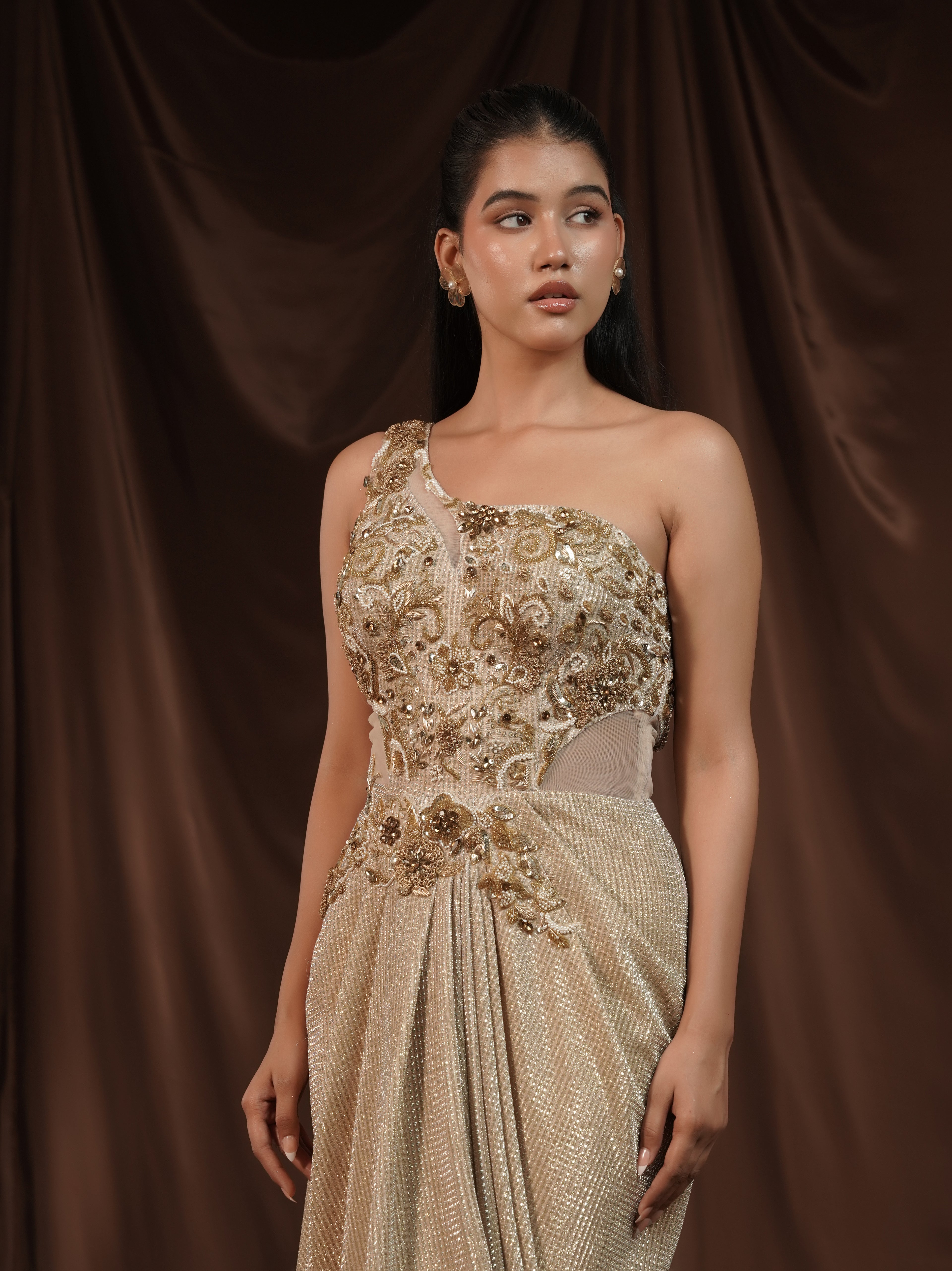 Gold Gown Saree