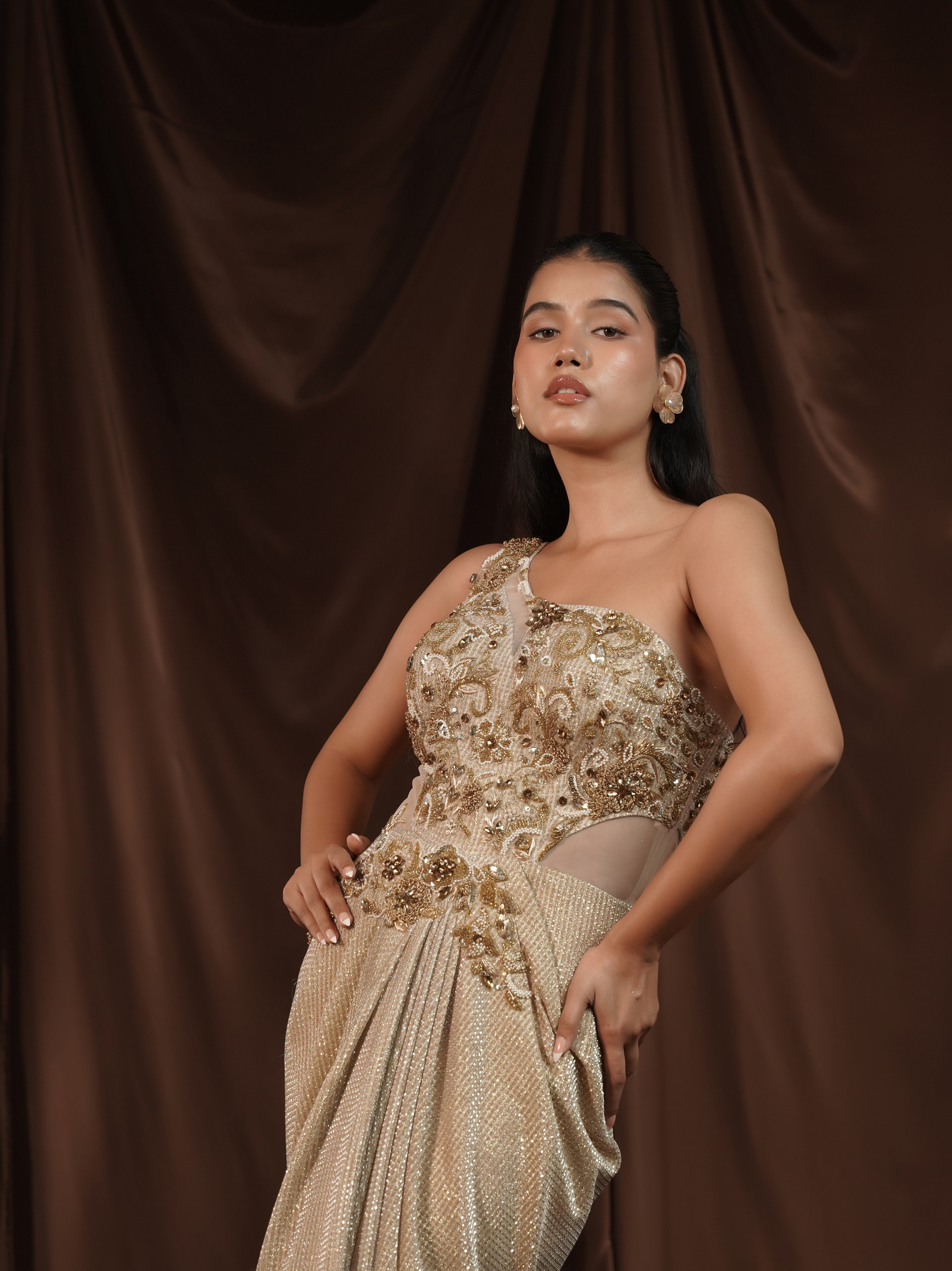 Gold Gown Saree