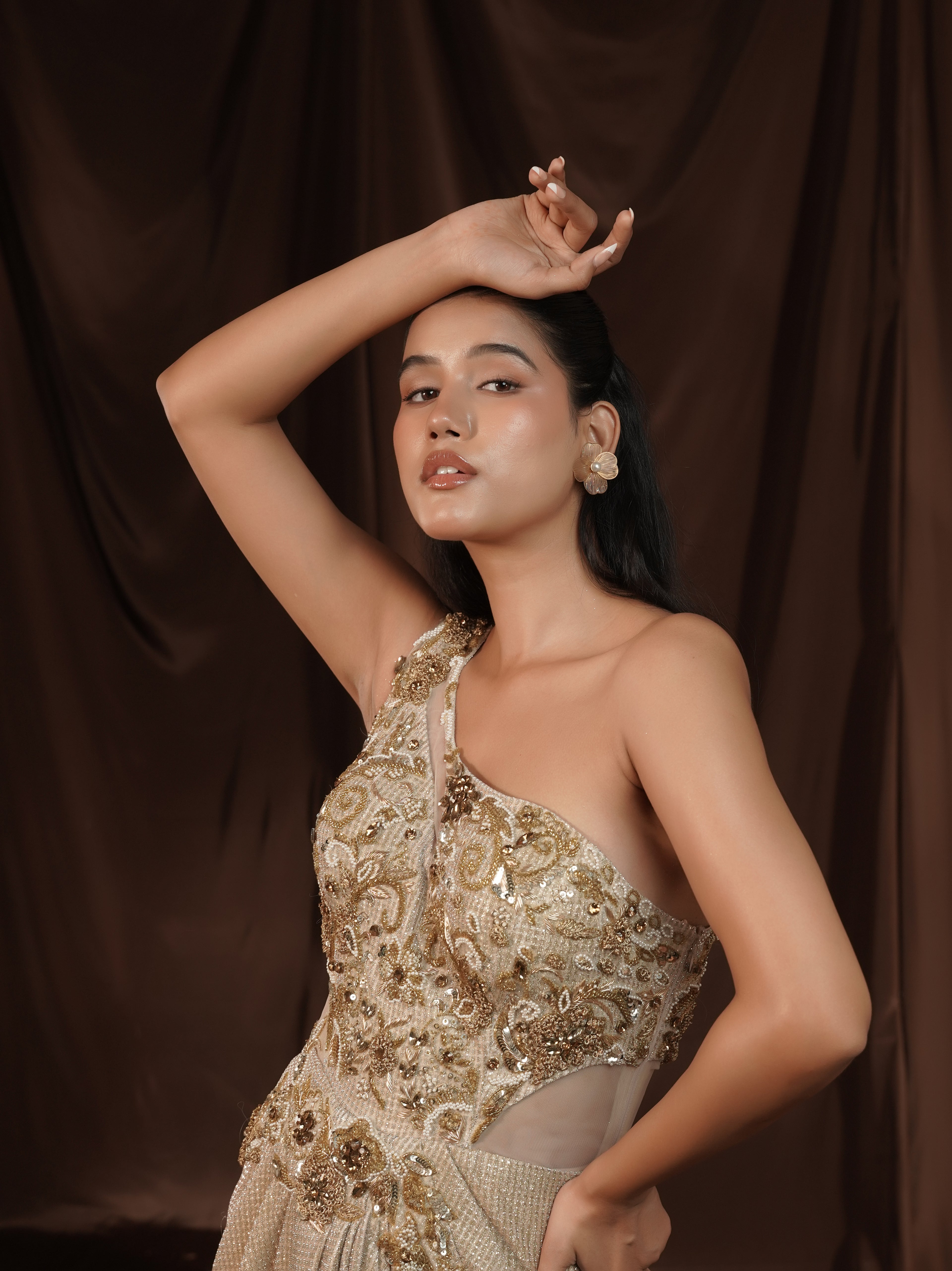 Gold Gown Saree
