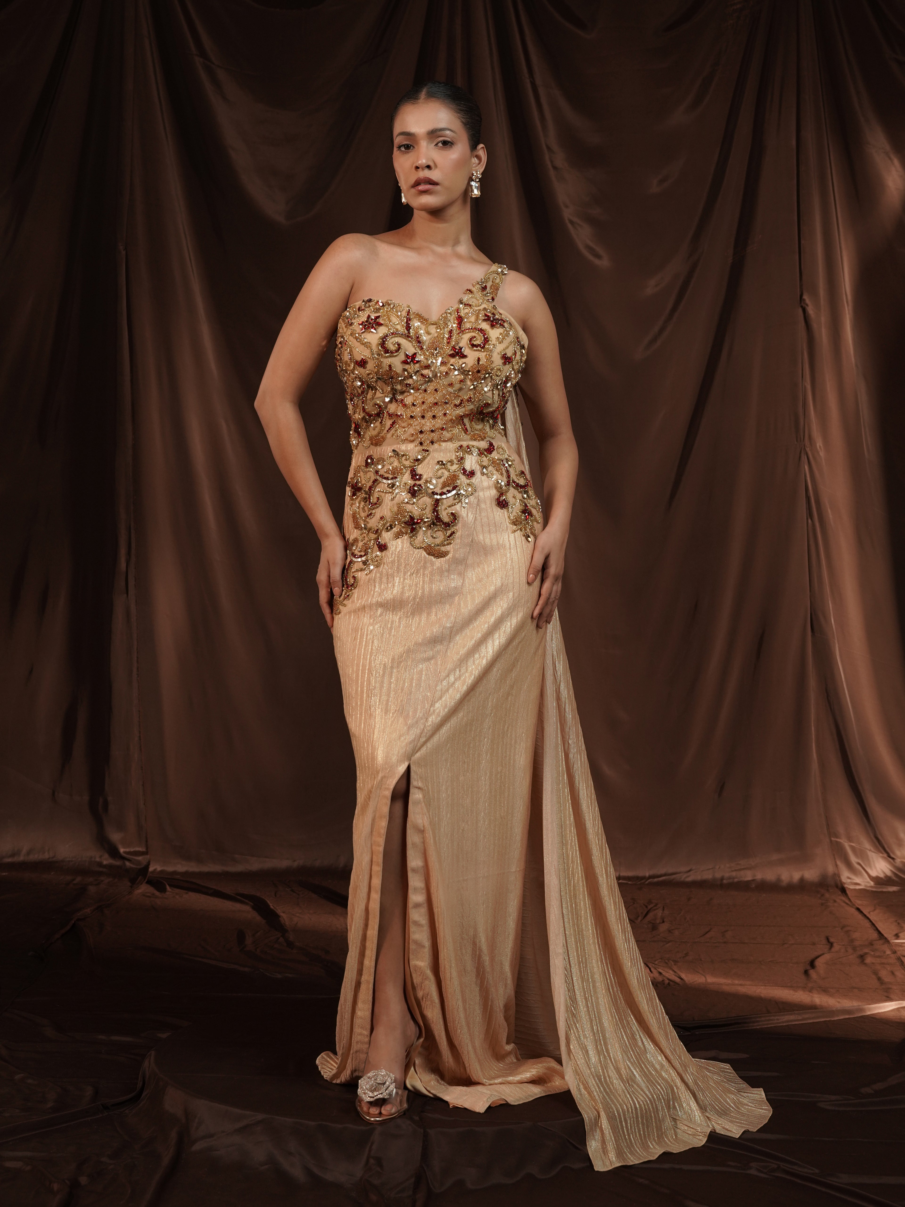 Gold Gown Saree