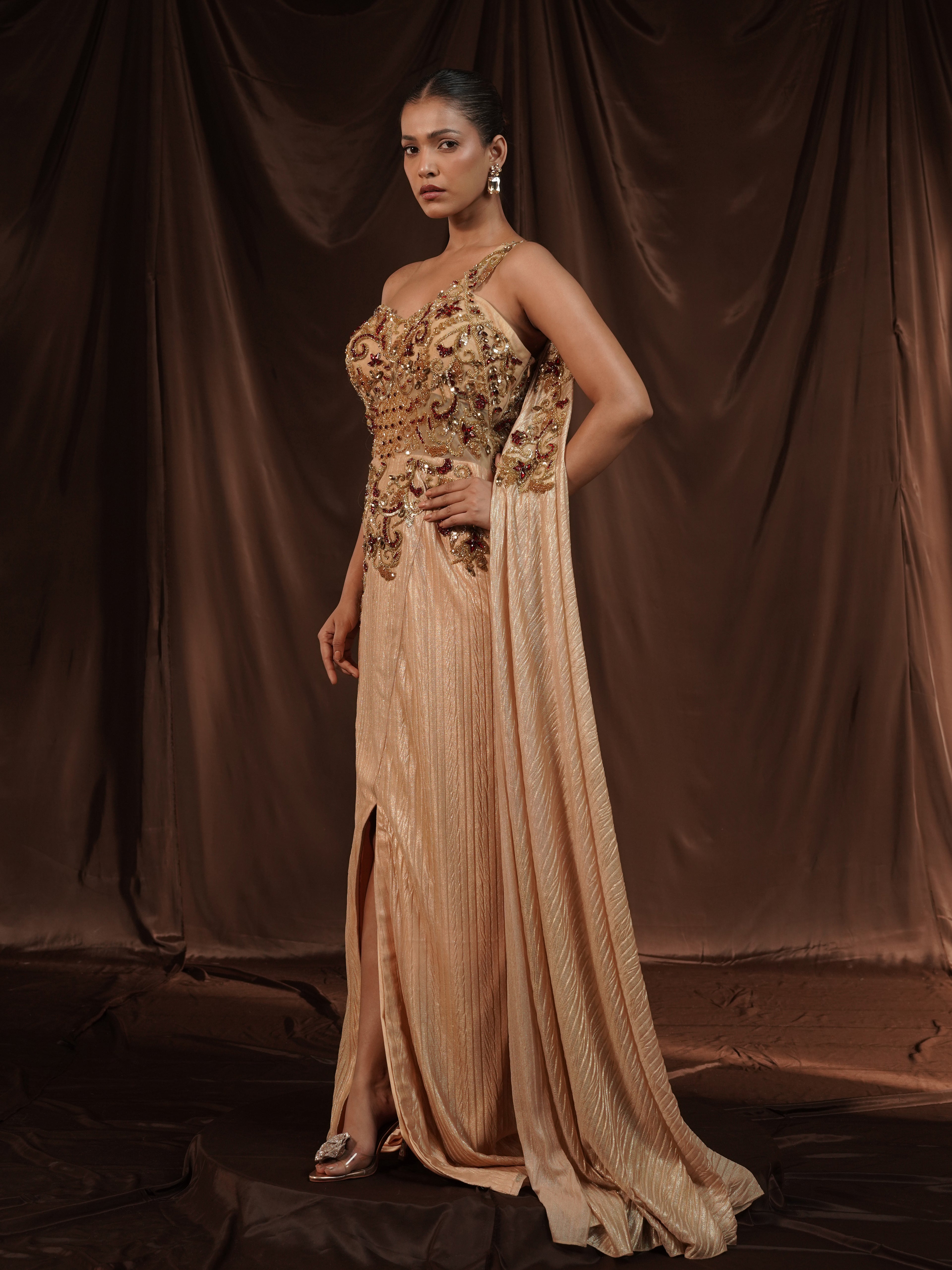 Gold Gown Saree