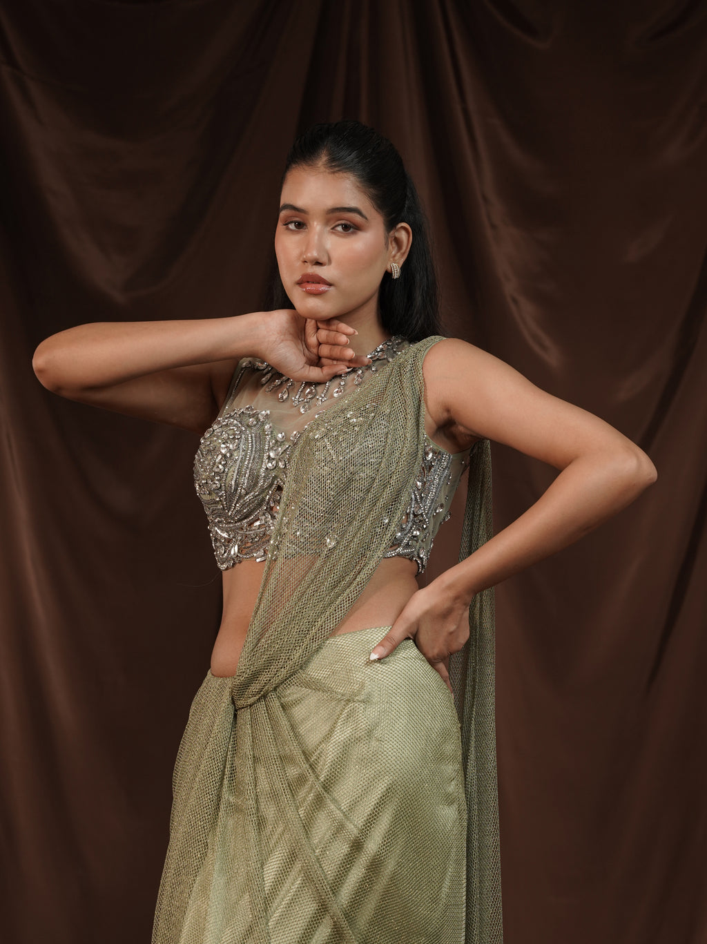 Mintgreen Drape Saree