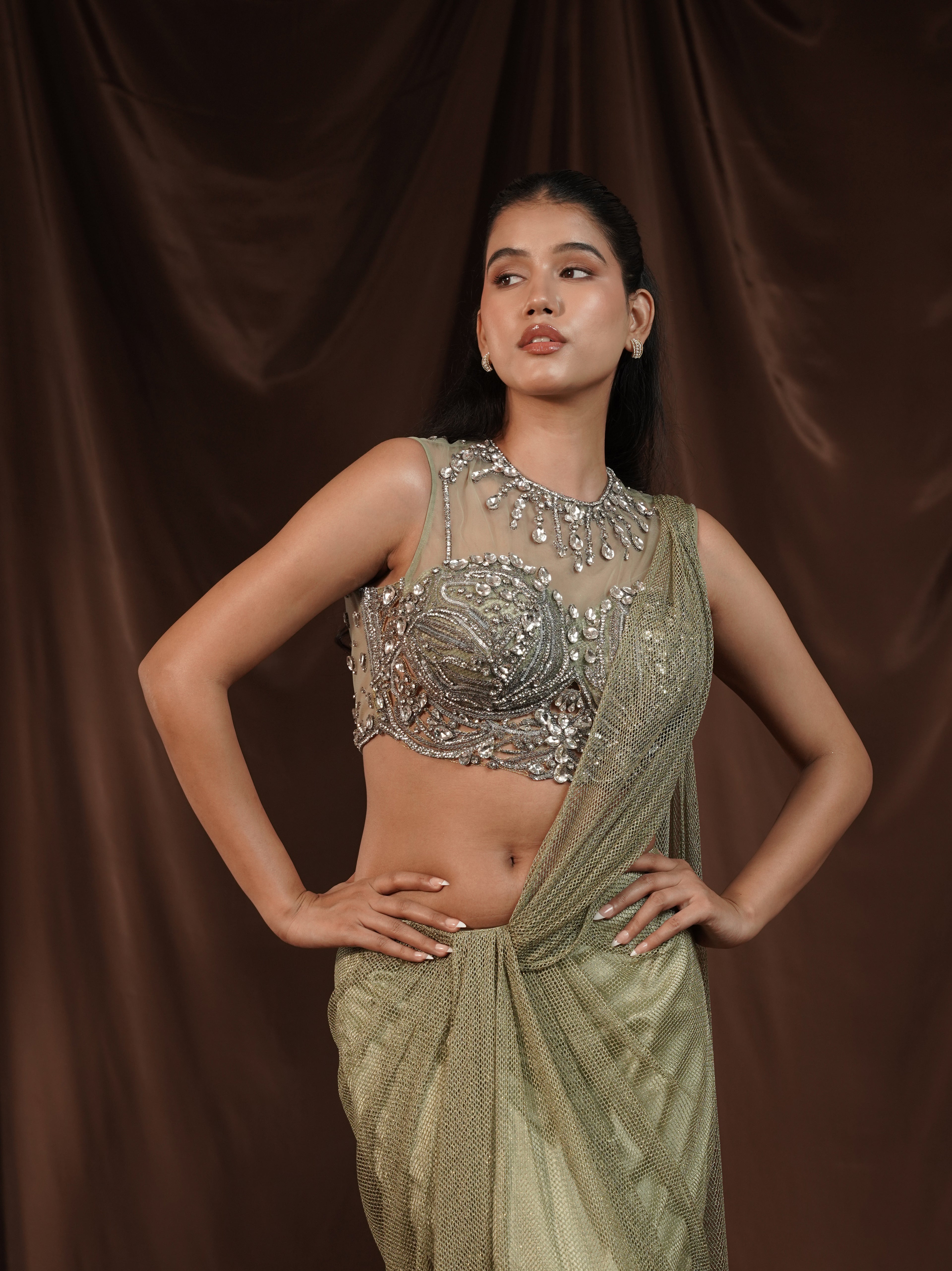 Mintgreen Drape Saree