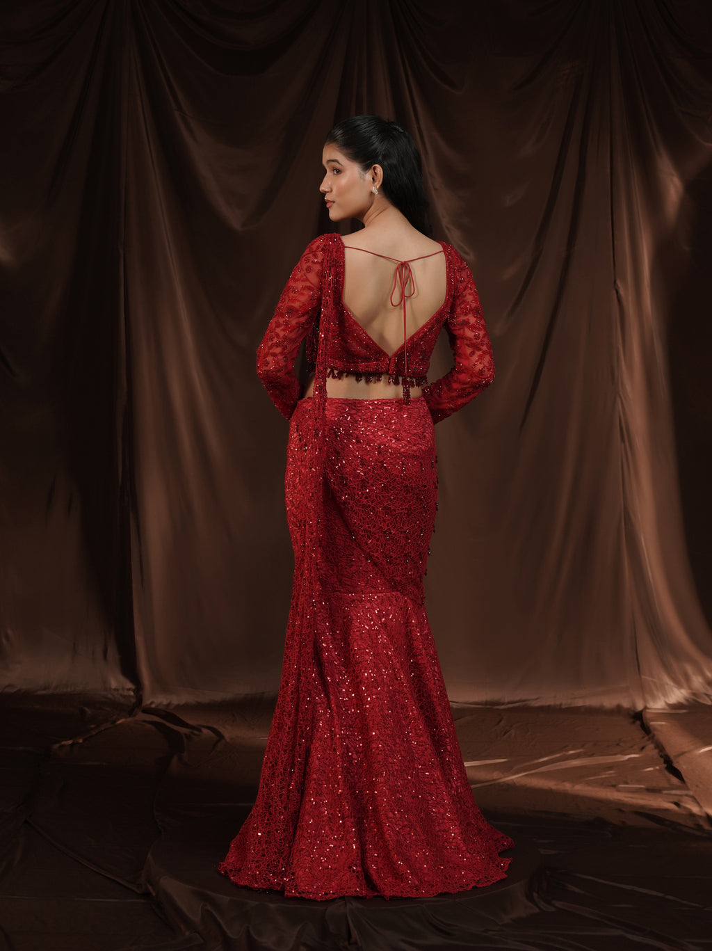Red Drape Saree