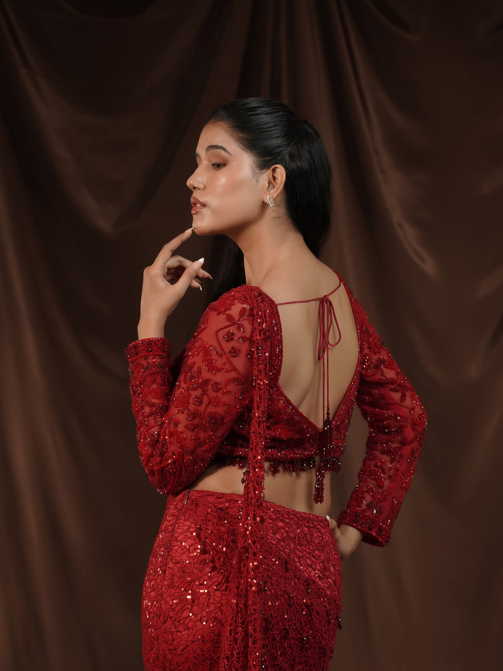 Red Drape Saree