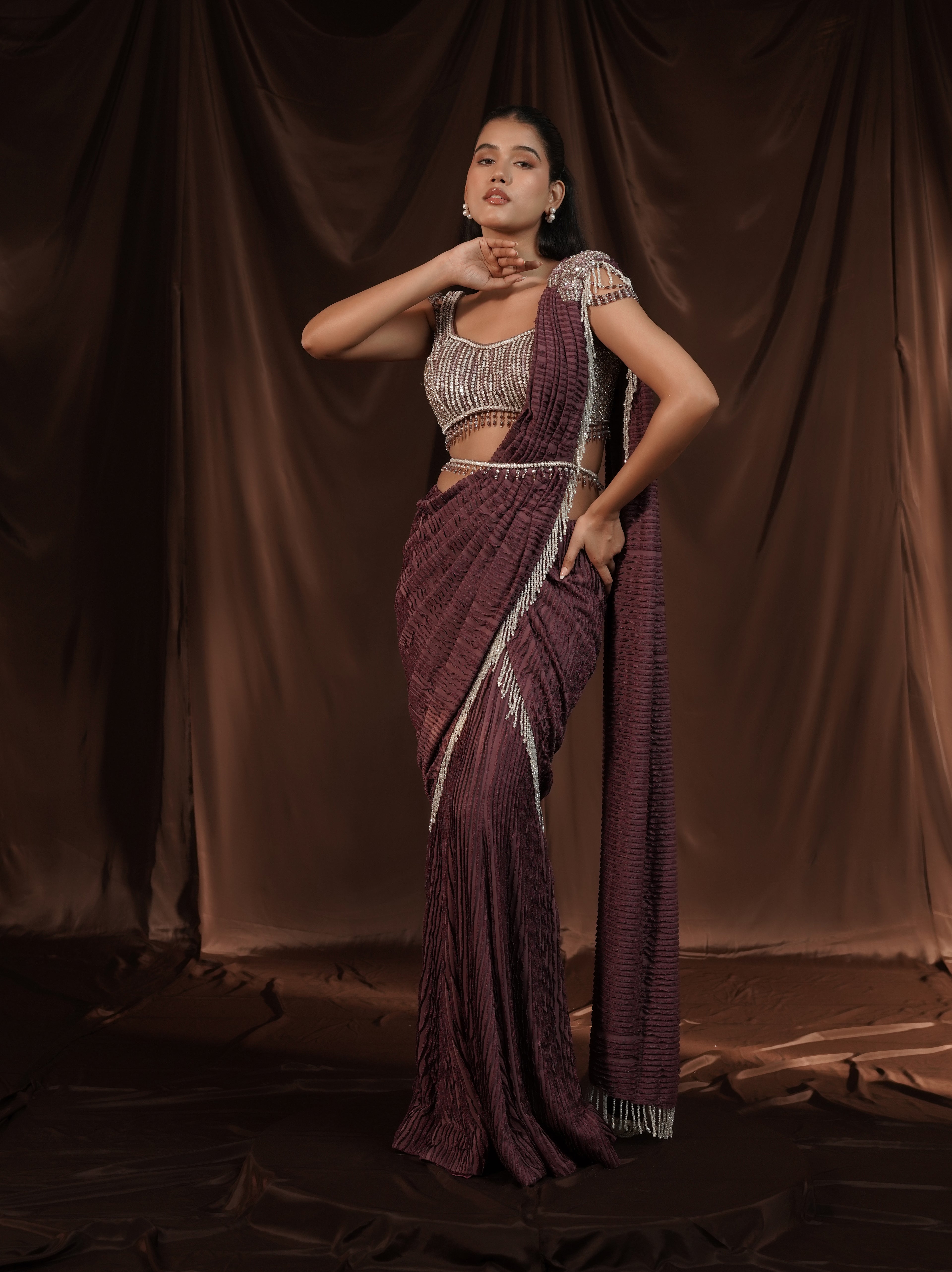 Lavender Drape Saree