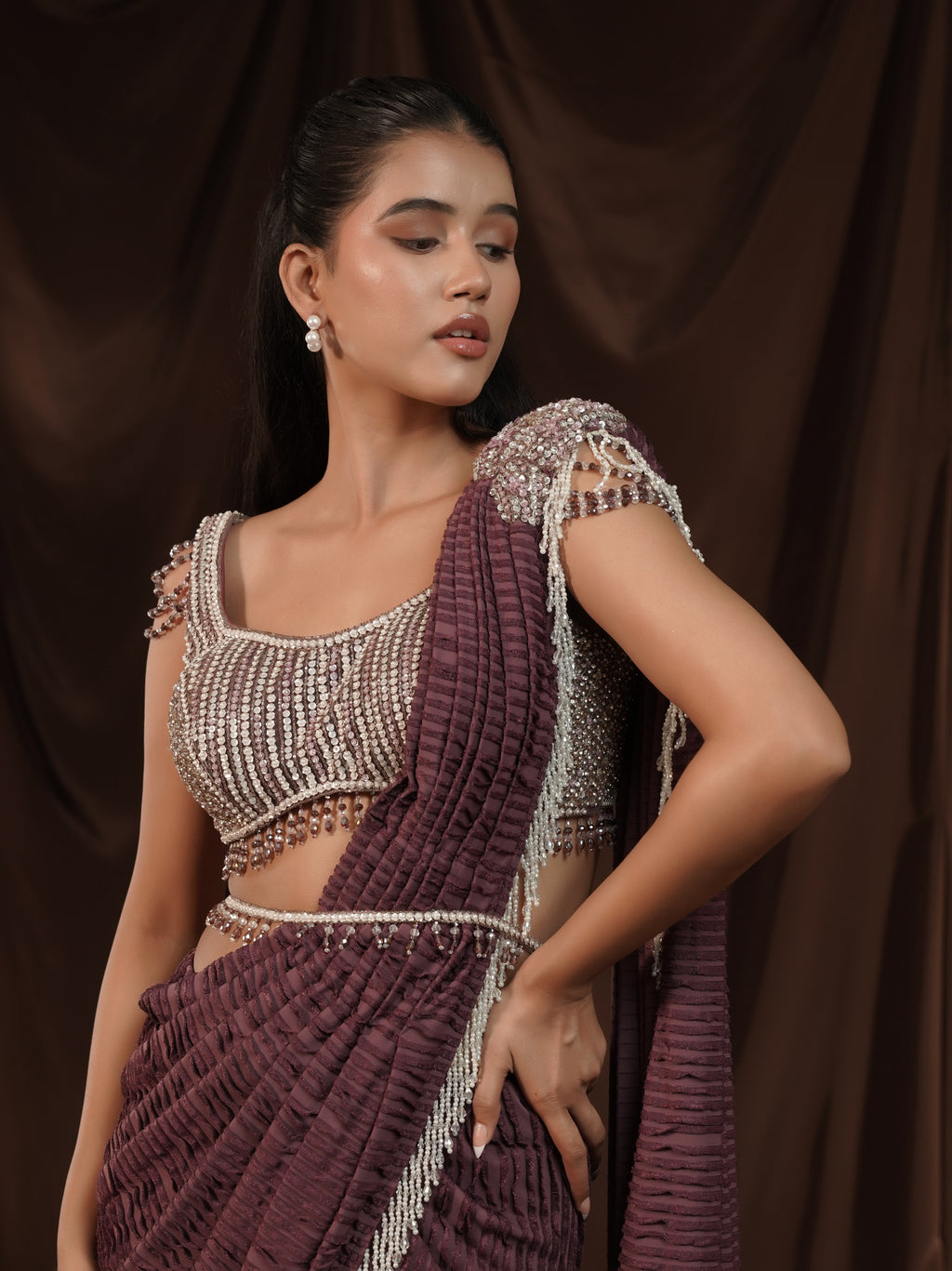 Lavender Drape Saree