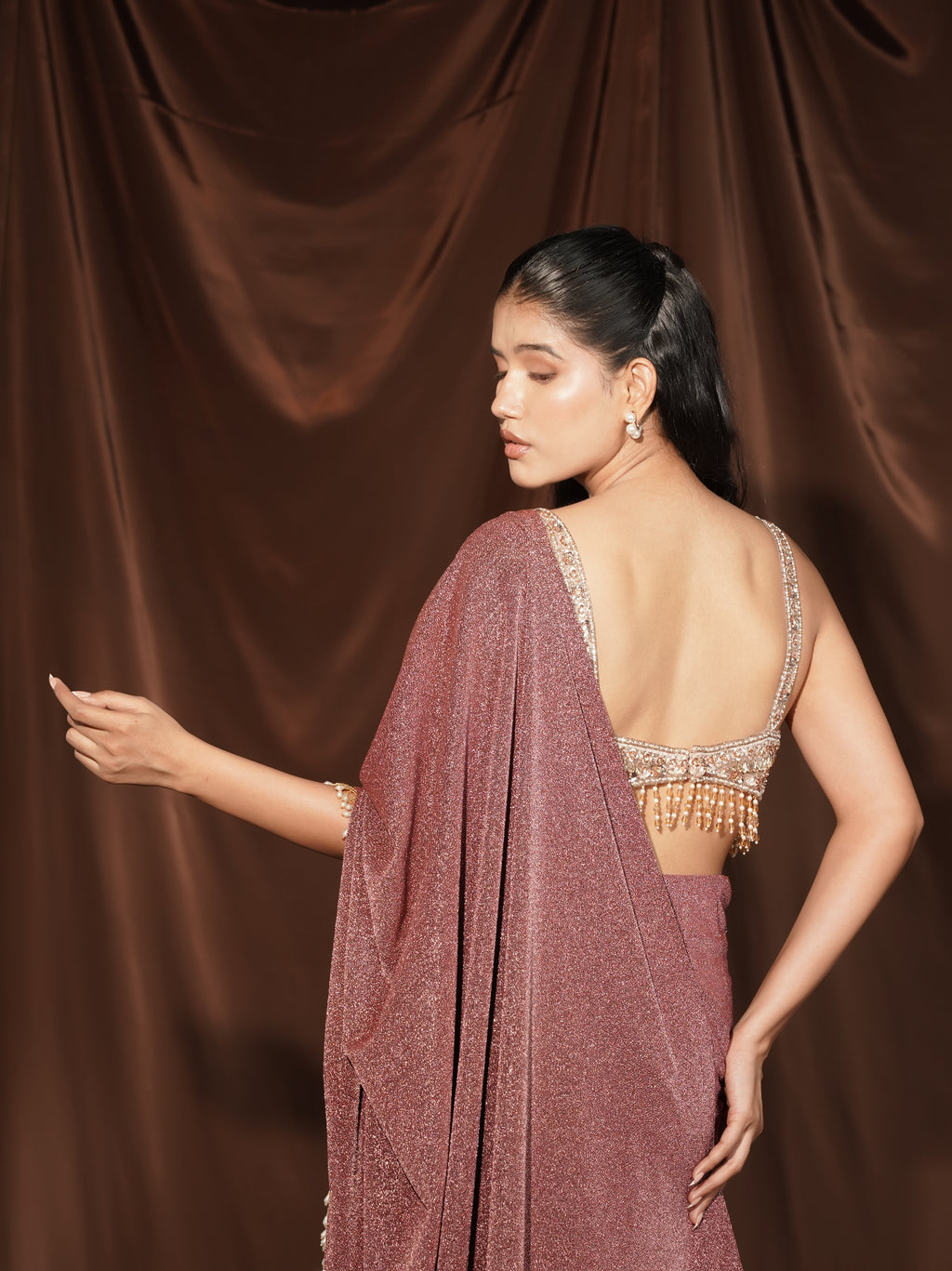 Onion-Pink Drape Saree