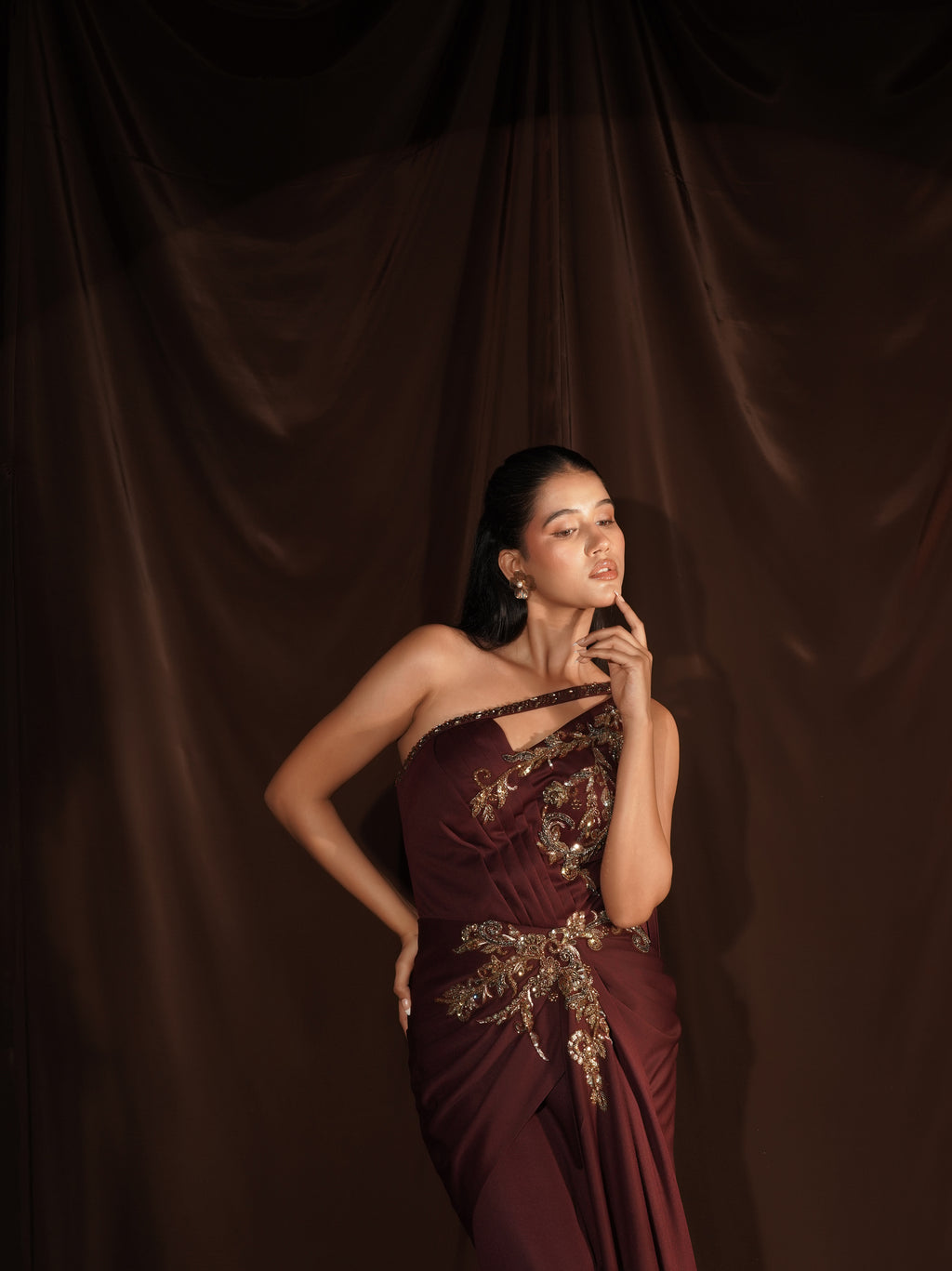 Wine Gown Saree