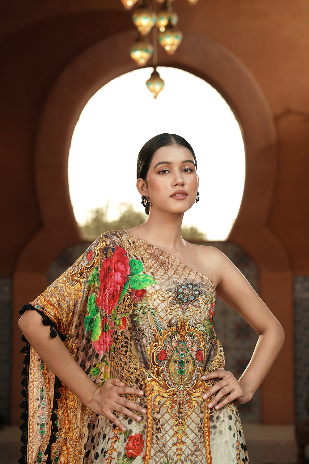 Golden Luxe Printed Kaftan Gown