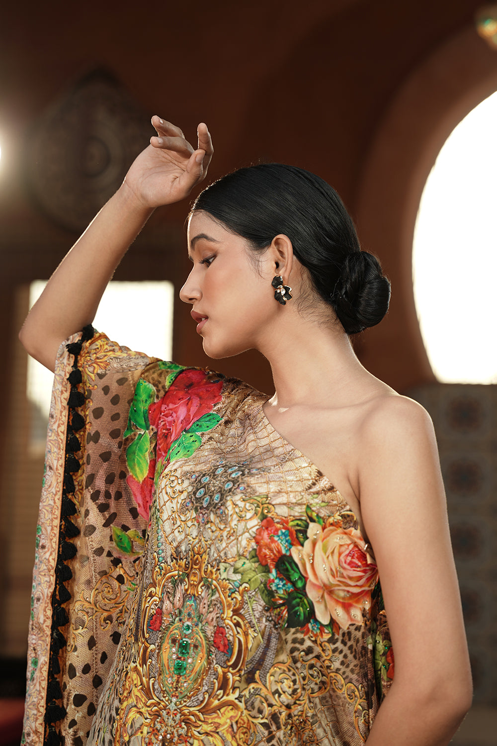 Golden Luxe Printed Kaftan Gown