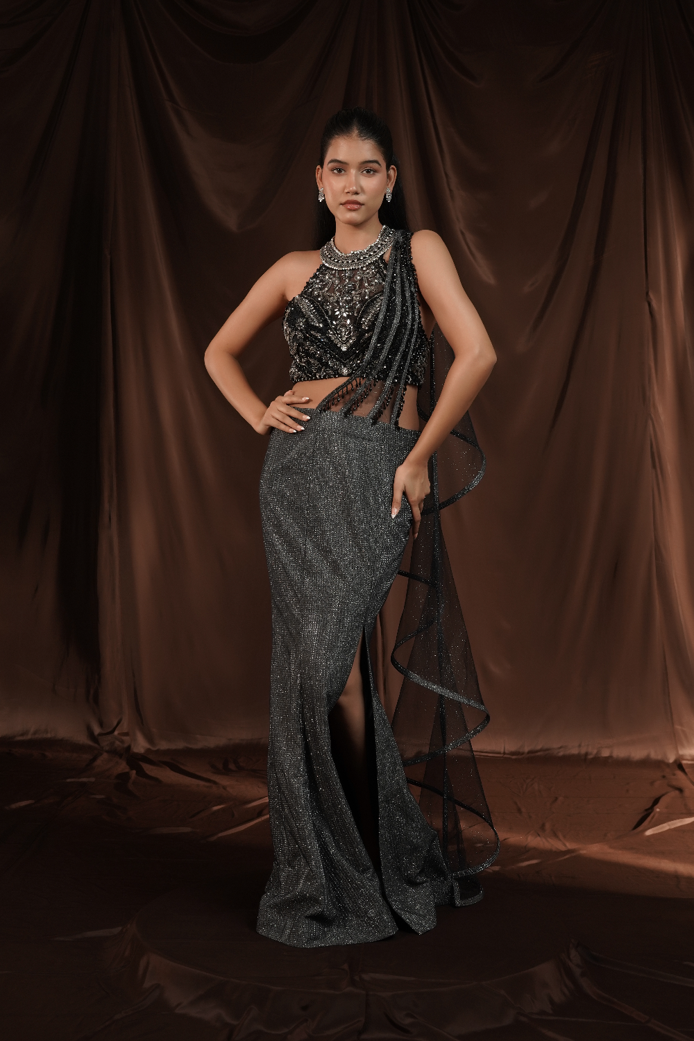 Greyish Cocktail Saree