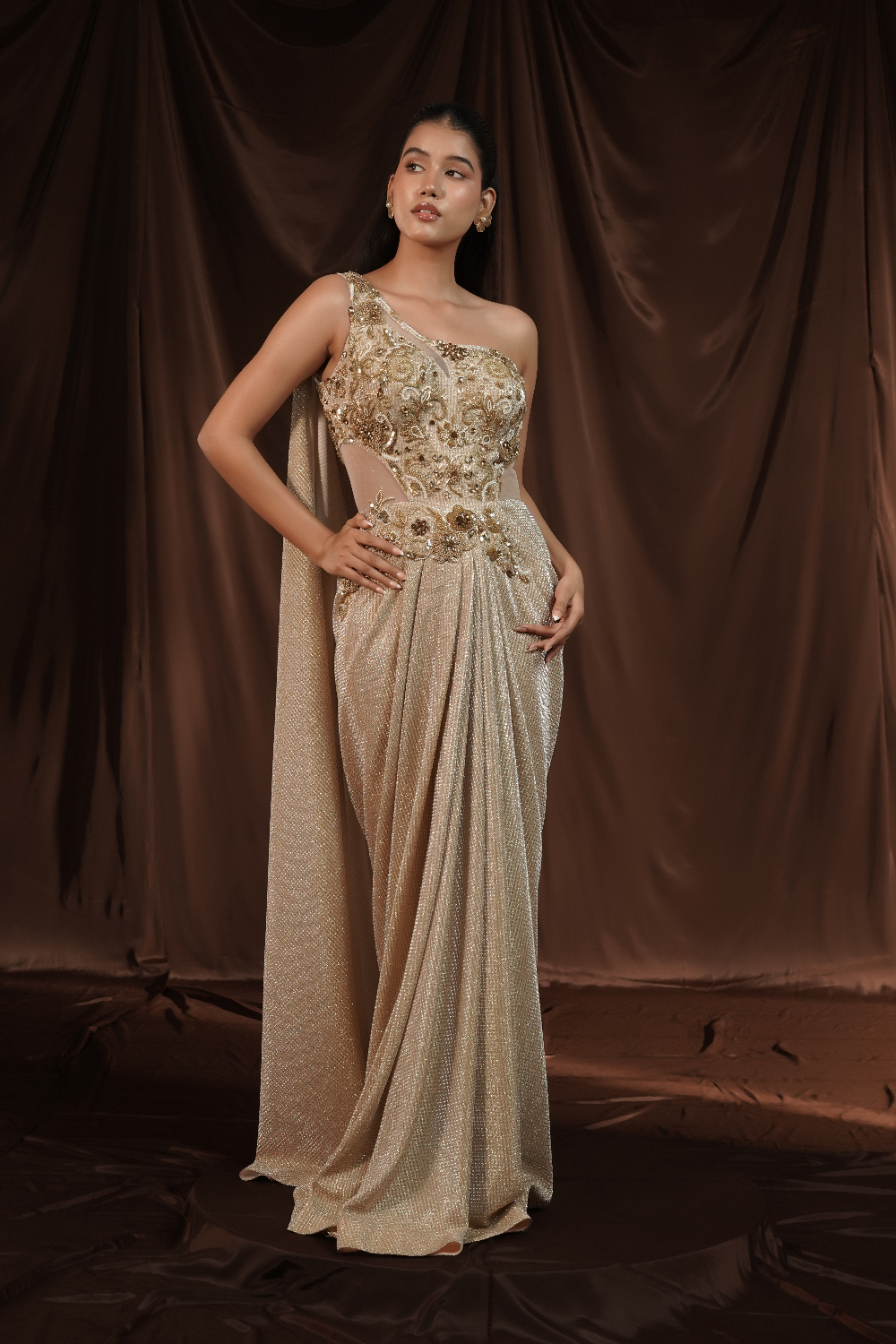 Gold Gown Saree