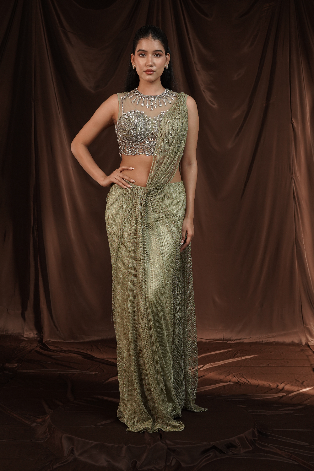 Mintgreen Drape Saree